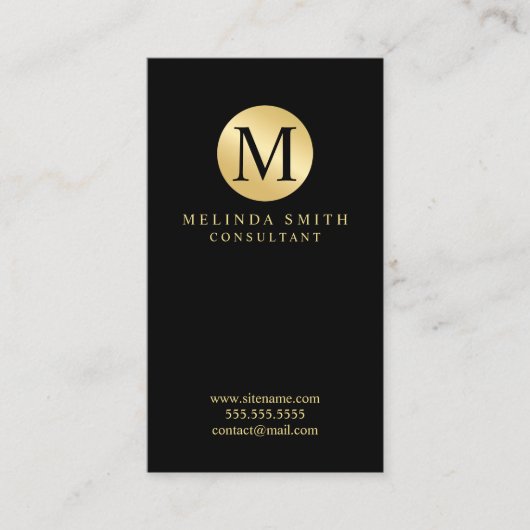 Zwart-goudmonogram Visitekaartje (Voorkant)