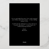 Zwart & goudpleister Foto Typografisch Afstuderen Folie Uitnodiging (Achterkant)