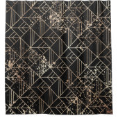 Zwart goudretroArt Deco Geometric Paint Splatter Douchegordijn (Voorkant)
