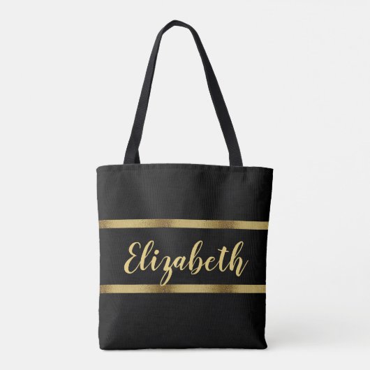 Zwart goudschrift vet tote bag (Achterkant)