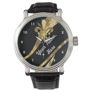 Zwart-goudvloour de lys op maat horloge