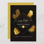 Zwart-goudwijziging Datum Save The Date (Voorkant / Achterkant)