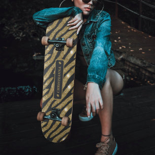 Zwart-goudzand Zebra tijgerstreep Skateboard