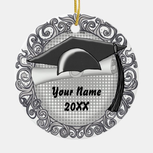 Zwart Graduation Cap custom ornament (Voorkant)