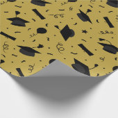 Zwart Graduation Cap Toss Wrapping Papier (Hoek)