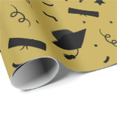 Zwart Graduation Cap Toss Wrapping Papier (Rol Hoek)