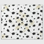Zwart Graduation Cap Toss Wrapping Papier (Vlak)