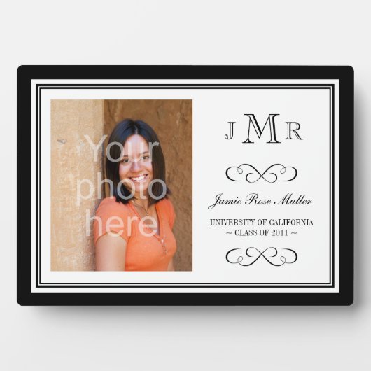 Zwart-grensbeeld afstuderen monogram fotoplaat (voorkant)