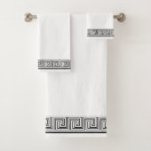 Zwart Grieks Frieze Design Bad Handdoek (Insitu)