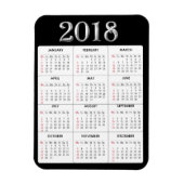 Zwart Grijs 2018 Kalender Koelkast Magneet (Verticaal)