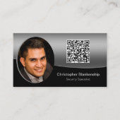 Zwart & Grijs Aangepaste Foto QR Code Professional Visitekaartje (Voorkant)