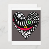 Zwart & grijs abstract, modern hart kaart (Voorkant / Achterkant)