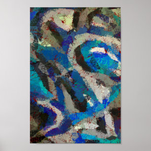 zwart grijs blauw abstract kunst modern schilderij poster