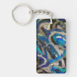 zwart grijs blauw abstract kunst modern schilderij sleutelhanger