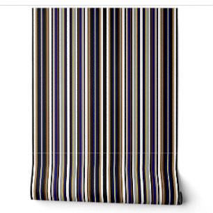 Zwart, grijs, blauw en wit multi-stripe behang