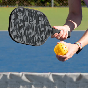 Zwart & Grijs Camo Hoesje Donker Camouflagepatro Pickleball Paddle