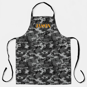 Zwart Grijs Camouflagepatroon Persoonlijk Schort