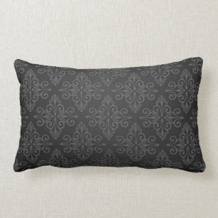 Zwart Grijs Charcoal Damask Pattern Kussen