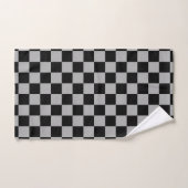 Zwart + Grijs Check Checkerboard Patroon Bad Handdoek (Handdoek)