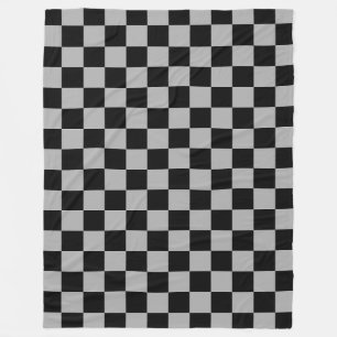 Zwart + Grijs Check Checkerboard Patroon Fleece Deken