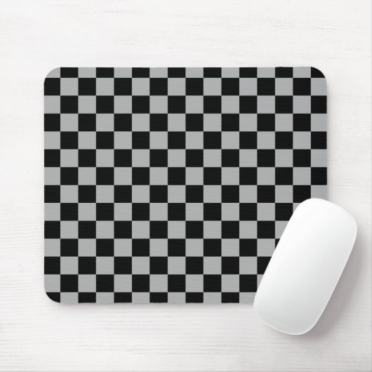 Zwart + Grijs Check Checkerboard Patroon Muismat (Met muis)