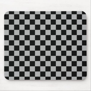 Zwart + Grijs Check Checkerboard Patroon Muismat