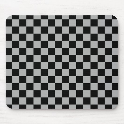 Zwart + Grijs Check Checkerboard Patroon Muismat (Voorkant)