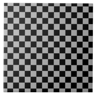Zwart + Grijs Check Checkerboard Patroon Tegeltje