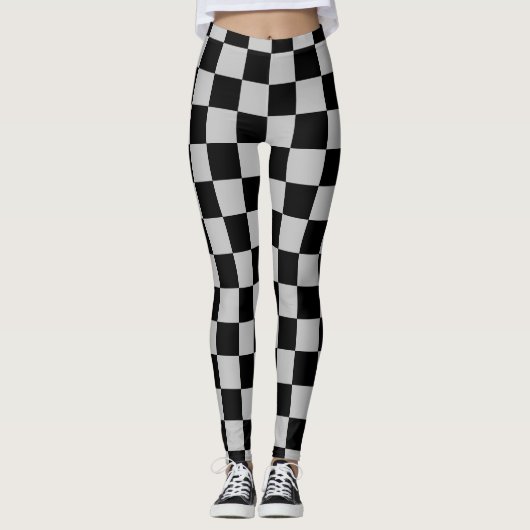 Zwart Grijs Check Sport Leggings (Voorkant)