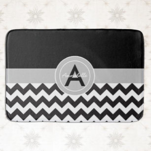 Zwart Grijs Chevron Badmat