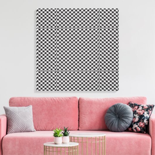 Zwart/Grijs Chevron Stretched Canvas Print (Insitu (Woonkamer))