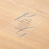 Zwart Grijs Clear Monogram Initialen bruiloft Acryl Uitnodigingen (Laagn)