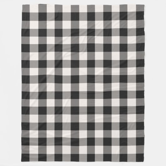 Zwart, Grijs, Crème Buffel Check Fleece Deken (Voorkant)