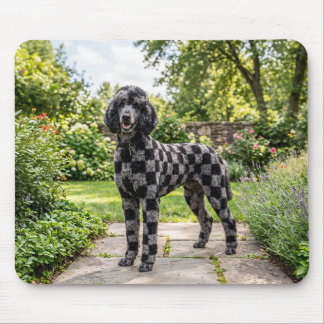 Zwart & Grijs Dambord Poodle Muismat