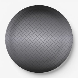 Zwart-grijs Diamondplate staal Kijk kunst Papieren Bordje