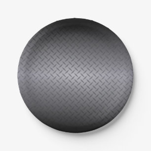 Zwart-grijs Diamondplate Steel Kijk Kunst Papieren Bordje