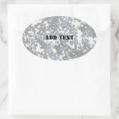 Zwart & Grijs Digitale Stad Camouflage (Verlicht) Ovale Sticker (Tas)