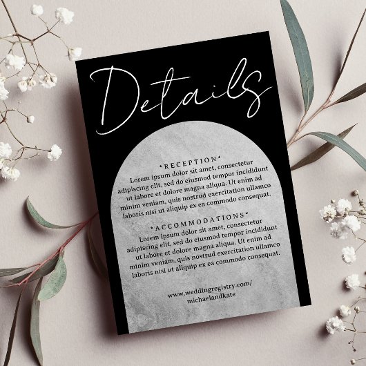 Zwart & Grijs Donker Gotische grafsteen Boog Bruil Informatiekaartje