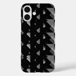 Zwart Grijs Driehoek Geometrisch Patroon iPhone 16 Plus Hoesje