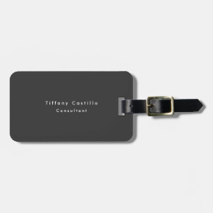 Zwart Grijs Eenvoudige Plain Elegant Modern Bagagelabel
