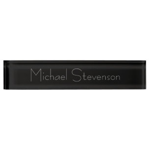 Zwart grijs Elegant Modern Business Name plate Naambordje
