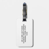 Zwart Grijs Elegant Monogram Huwelijk Bagagelabel (Achterkant verticaal)