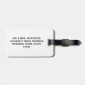 Zwart Grijs Elegant Monogram Huwelijk Bagagelabel (Achterkant horizontaal)