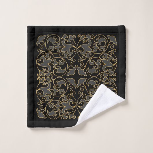 Zwart, Grijs en Goud Bad Handdoek (Wasdoekje)