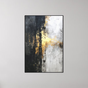 Zwart, grijs en goud explosief abstracte wandkunst canvas afdruk