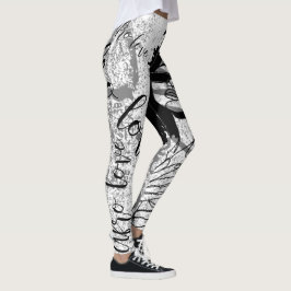 Zwart, grijs en graffiti voor leggings