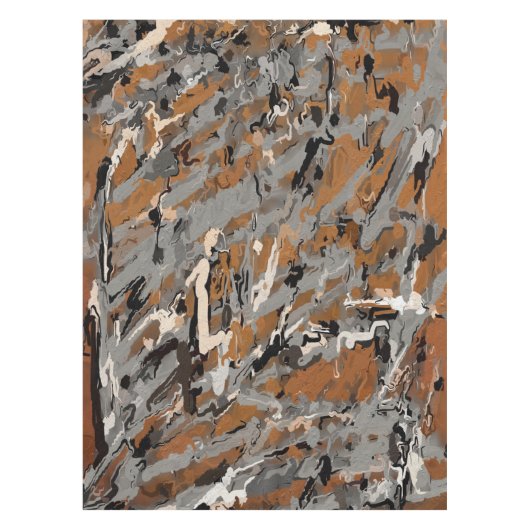 Zwart, Grijs en Karamel Abstract Tafelkleed (Voorkant)