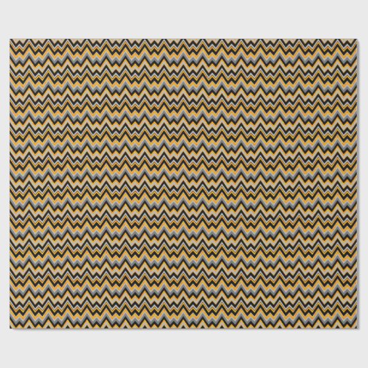 Zwart grijs en Oranje Chevron Zigzag Pattern Cadeaupapier (Vlak)