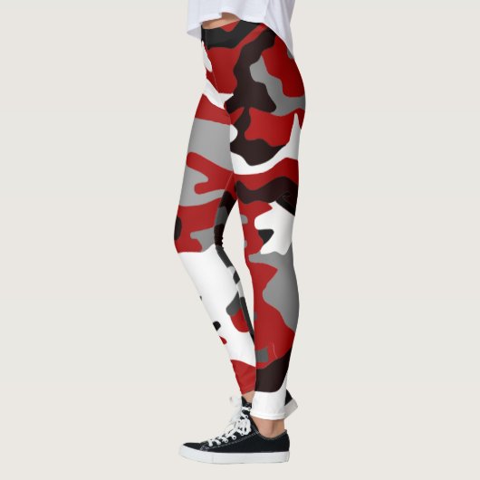 Zwart, grijs en rood camouflage, druivensap 019. leggings (Links)