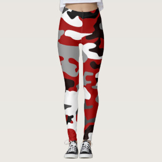 Zwart, grijs en rood camouflage, druivensap 019. leggings